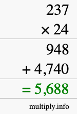 How to calculate 237 times 24 using long multiplication How to calculate 237 times 24 using long multiplication