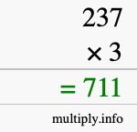 How to calculate 237 times 3 using long multiplication How to calculate 237 times 3 using long multiplication