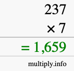 How to calculate 237 times 7 using long multiplication