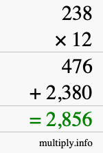 How to calculate 238 times 12 using long multiplication How to calculate 238 times 12 using long multiplication