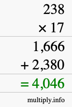 How to calculate 238 times 17 using long multiplication How to calculate 238 times 17 using long multiplication