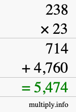How to calculate 238 times 23 using long multiplication How to calculate 238 times 23 using long multiplication