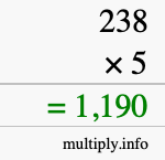 How to calculate 238 times 5 using long multiplication How to calculate 238 times 5 using long multiplication