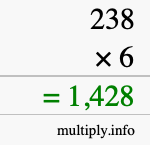 How to calculate 238 times 6 using long multiplication How to calculate 238 times 6 using long multiplication