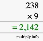 How to calculate 238 times 9 using long multiplication How to calculate 238 times 9 using long multiplication