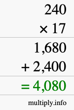 How to calculate 240 times 17 using long multiplication How to calculate 240 times 17 using long multiplication