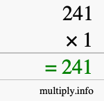 How to calculate 241 times 1 using long multiplication