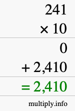 How to calculate 241 times 10 using long multiplication How to calculate 241 times 10 using long multiplication
