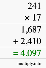 How to calculate 241 times 17 using long multiplication How to calculate 241 times 17 using long multiplication