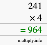 How to calculate 241 times 4 using long multiplication How to calculate 241 times 4 using long multiplication