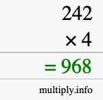 How to calculate 242 times 4 using long multiplication How to calculate 242 times 4 using long multiplication