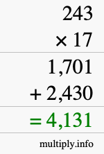 How to calculate 243 times 17 using long multiplication How to calculate 243 times 17 using long multiplication