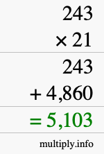 How to calculate 243 times 21 using long multiplication