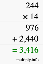 How to calculate 244 times 14 using long multiplication How to calculate 244 times 14 using long multiplication