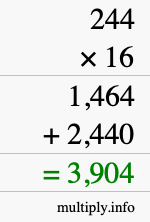 How to calculate 244 times 16 using long multiplication How to calculate 244 times 16 using long multiplication