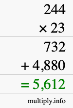 How to calculate 244 times 23 using long multiplication How to calculate 244 times 23 using long multiplication