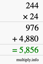 How to calculate 244 times 24 using long multiplication How to calculate 244 times 24 using long multiplication
