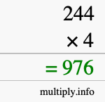 How to calculate 244 times 4 using long multiplication How to calculate 244 times 4 using long multiplication