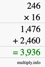 How to calculate 246 times 16 using long multiplication