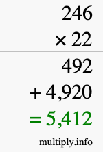 How to calculate 246 times 22 using long multiplication