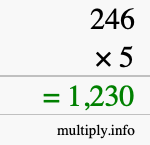 How to calculate 246 times 5 using long multiplication