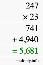 How to calculate 247 times 23 using long multiplication How to calculate 247 times 23 using long multiplication