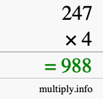 How to calculate 247 times 4 using long multiplication How to calculate 247 times 4 using long multiplication