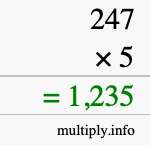 How to calculate 247 times 5 using long multiplication How to calculate 247 times 5 using long multiplication