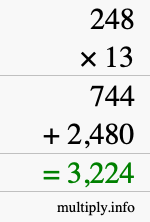 How to calculate 248 times 13 using long multiplication How to calculate 248 times 13 using long multiplication
