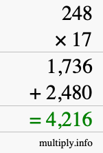 How to calculate 248 times 17 using long multiplication How to calculate 248 times 17 using long multiplication