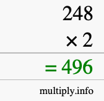 How to calculate 248 times 2 using long multiplication How to calculate 248 times 2 using long multiplication