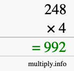 How to calculate 248 times 4 using long multiplication How to calculate 248 times 4 using long multiplication