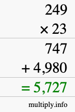 How to calculate 249 times 23 using long multiplication How to calculate 249 times 23 using long multiplication