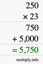 How to calculate 250 times 23 using long multiplication How to calculate 250 times 23 using long multiplication