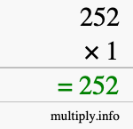 How to calculate 252 times 1 using long multiplication