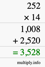 How to calculate 252 times 14 using long multiplication How to calculate 252 times 14 using long multiplication