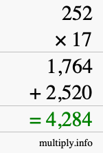 How to calculate 252 times 17 using long multiplication How to calculate 252 times 17 using long multiplication