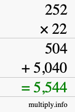 How to calculate 252 times 22 using long multiplication