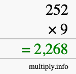 How to calculate 252 times 9 using long multiplication How to calculate 252 times 9 using long multiplication