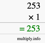 How to calculate 253 times 1 using long multiplication