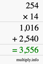 How to calculate 254 times 14 using long multiplication How to calculate 254 times 14 using long multiplication