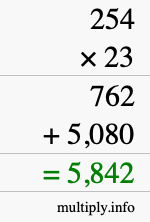 How to calculate 254 times 23 using long multiplication How to calculate 254 times 23 using long multiplication