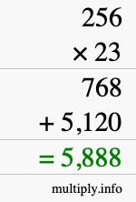 How to calculate 256 times 23 using long multiplication How to calculate 256 times 23 using long multiplication