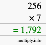 How to calculate 256 times 7 using long multiplication How to calculate 256 times 7 using long multiplication