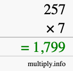 How to calculate 257 times 7 using long multiplication How to calculate 257 times 7 using long multiplication