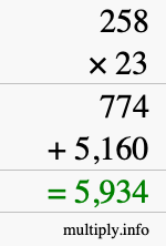 How to calculate 258 times 23 using long multiplication How to calculate 258 times 23 using long multiplication
