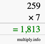How to calculate 259 times 7 using long multiplication How to calculate 259 times 7 using long multiplication