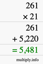How to calculate 261 times 21 using long multiplication How to calculate 261 times 21 using long multiplication