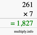 How to calculate 261 times 7 using long multiplication How to calculate 261 times 7 using long multiplication