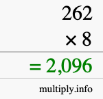 How to calculate 262 times 8 using long multiplication How to calculate 262 times 8 using long multiplication